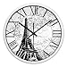 Produktbild Europäische Stille Wanduhr Vintage Roman Ziffer Design Frankreich Paris Eiffelturm Uhr ( Color : White 12 in )