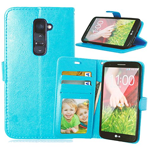 Nancen LG G2 / D802 (5,2 Zoll) Lederhülle Neu Style Acht Farbe Weich PU Flip Case Ledertasche / Schutz Etui, Einfach Vintage Kollektion Karten Slot Foto Wallet Hülle Handy Tasche Zubehör