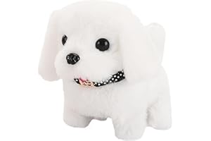 A-SZCXTOP Electronic Puppy Plush Dog Toys,Realistic Fun Interactive Pet Toys for Toddlers Kids,Walking,Barking,Tail Wagging (Labrador-White)