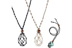 ZORVUJI 2 Pezzi Collana Corda Porta Pietra Vuoto Porta Cristallo Collana Pendente Quarzo Pietra Grezza Corda Regolabile (35-50 mm/1,4-2 Pollici)