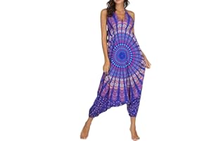 Nuofengkudu Mujer Mono Jumpsuit Boho Harem Largos Pantalón