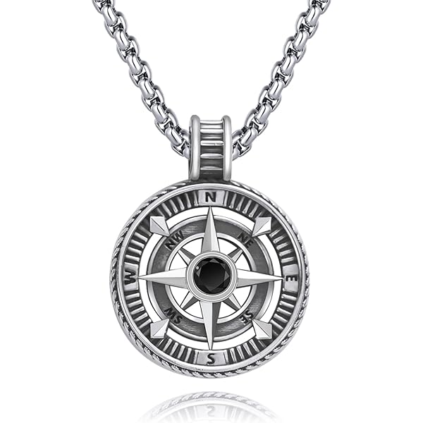 Zwarte Kompas Ketting Zilver - Label Kaat