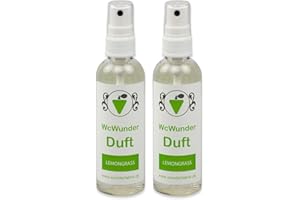 ‎WCWUNDER WcWunder WC Pure Toilettenduft, Toilettenparfüm, Geruchsblocker PET-Flasche (Lemongras, 2 x 100ml)