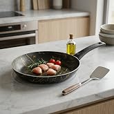 Papilla Desert 26 cm Eco Tava Siyah &Uuml;zeri Gold İzmir Desen - Yanmaz Yapışmaz Granit Efektli G&uuml;nl&uuml;k Kızartma ve Omlet Tavası