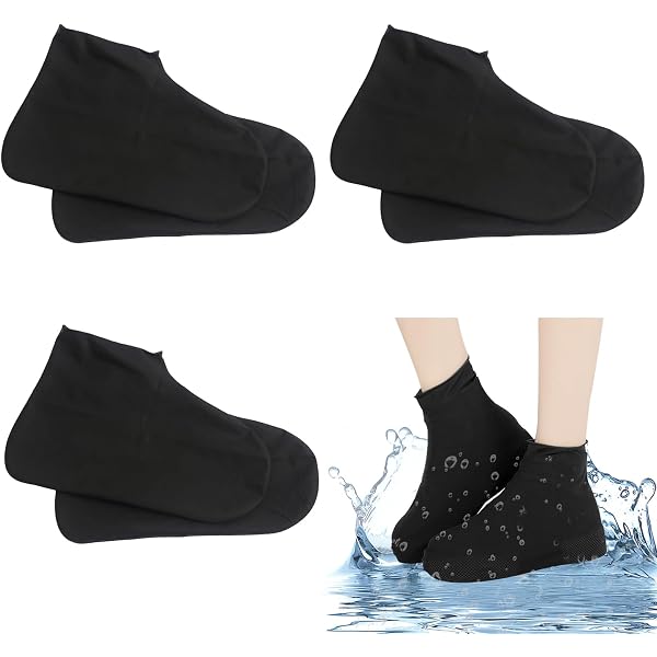 Elfinfi - Lot De 4 Surchaussures Imperméables Réutilisables En Silicone - Couvre-Chaussures Antidérapants Pour Pluie, Neige, Boue & Randonnée (Noir)