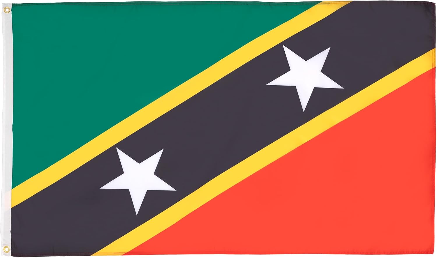 AZ FLAG - Saint Kitts And Nevis Flag - 2x3 Ft - 100D Polyester Nevisian Banner with Two Metal Grommets - Fade Resistant - Vivid Colors - 2' x 3' Feet - 90x60 Cm