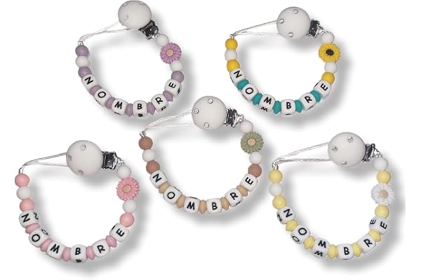 TetebyNoa, Sujetachupetes con Nombre para Bebé. Chupetero Personalizado Libre de BPA. Materiales Seguros de Tela