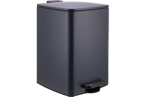 Relaxdays Soptunna kök, 20 l, automatisk sänkning, avtagbar innerhink, matt metall, fyrkantig sparkbehållare