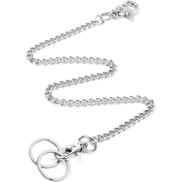 Ruth&Boaz Spiral Stainless Steel Wallet Chain - 13 Inches With 3 Clasp, 304 Steel, Silver Tone - View #4