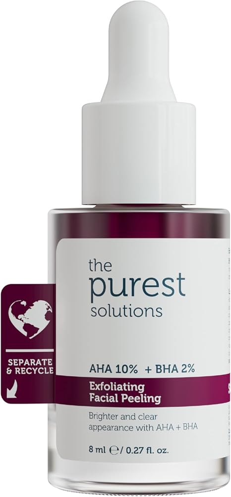 The Purest Solutions AHA & BHA Canlandırıcı ve Cilt Tonu Eşitleyici Kırmızı Peeling Cilt Serumu, Seyahat Boy 8 ml