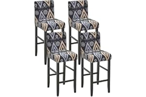 ELYSYSRL Coprisgabelli Cucina con Schienale 2/4/6 Pezzi,Fodere Coprisedia Elasticizzati con Schienale Basso Universale,Copertura per Sgabello Alto Quadrato per Bar Caffettiere Bancone