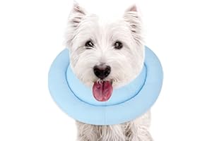 Sbayool Cat Dog Donut Collar, Soft and Comfortable Adjustable Dog Surgery Collar, Multilayer Soft Dog Cone Collar After Surgery Anti Licking Helps with Recovery Blue-L