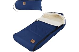 Joyz Chancelière pour Bébé, Polyester, Bleu, Sac de Couchage Universelle, Fermeture Éclair, Résistante aux Intempéries, Picots Antidérapants, Couverture Douillette d'Hiver, Poussette ou Siège Auto