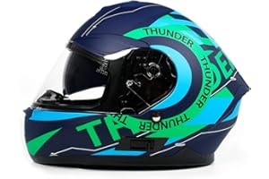 BHR Casco de moto integral con doble visera 814 Ride | Casco de moto Certificado ECE con doble visera anti-rayas | THUNDER BLUE (MATE) | M