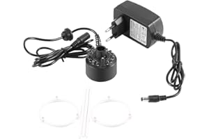 ASIXXSIX Asixx Fuente Mist Maker, 1Pc Mist Maker Fog Maker or12 LED Colorful Mist Maker con Adaptador de Corriente Gran decoración para pecera, Fuentes, características de Agua y Manualidades para el Agua(EU)