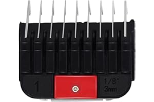 AIRERA Peignes de protection professionnels en acier inoxydable pour toiletteurs d'animaux de style A5, 0,3 à 2,5 cm, compatibles avec les tondeuses Wahl KM Series Andis AG BG Oster A5 A6 (#2,5 cm)