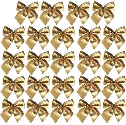 24PCS Ribbon Bows Ornaments Christmas Tree Decorations Gold