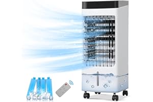 eklipt Portable Air Conditioner Cooler with Remote Control, 4L Evaporative Air Cooler Fan with 3 Speeds, Humidifier, 4 Ice Packs, 7.5H Timer Swivel for Bedroom,Home,Office