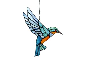 ‎TOKIRA Tokira Tiffany Stil Glasmalerei Bluebird Fenster hängen Sun Catcher Ornament Vogel Window Panel, 9 "x 6 1/2"