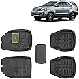 KINGSWAY® 4D Car Floor Foot Mats Compatible with Toyota Fortuner (Year 2008-2017) - Complete Set of 4 Pieces, Top-Notch PVC Material, Washable, Black