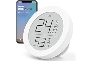 Qingping Thermomètre Hygromètre Sensor Works with HomeKit (Only Works with iOS), Wireless Monitor with E Ink Display, via Thread ou Bluetooth