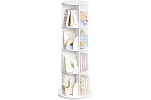 WOLTU Estantería de Libros Infantil, Libreria Giratoria 4 Niveles, Estantería Blanca Niños, Libreria Infantil para Habitación Niños Sala de Juego y Guardería, φ50*128 cm