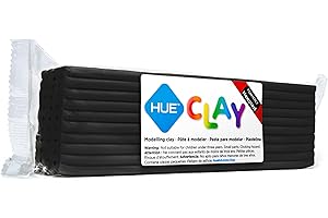 HUE Clay (Formerly Newplast) 500g, Black - Firm, Reusable, Non-Drying, Oil-Based Modelling Material for Stop Motion Animation, Hobbyists & Sculptors. One Colour Layered Bar