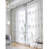 Lactraum Tende per soggiorno trasparente bianco con occhielli, ricamate fiori Common Cosmos e libellula, voile, 145 x 245 cm
