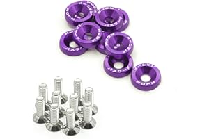 ANNA822 Aluminium 10x eloxiert M6x20 Unterlegscheiben & Schrauben Motor Autozubehör(Lila)