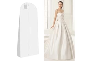 PRZRAO Custodia Porta Abito da Sposa, 180x60x40cm Custodia Abito da Sposa, Copriabito da Sposa, Copriabiti Antipolvere Impermeabile per Sera Abiti Cappotti Abito da Sposa Borsa Indumento, Bianco