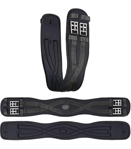 Ceinture De Dressage Rhinegold Mousse à Mémoire De Forme – Noire – Extrémités élastiques – R134