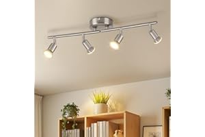 ‎KETOM Ketom LED Deckenstrahler 4 Flammig, GU10 Deckenlampe Nickel, Schwenkbar 350° Deckenspots, Modern Deckenleuchte Strahler für Wohnzimmer, Schlafzimmer, Küche, Ohne Leuchtmittel