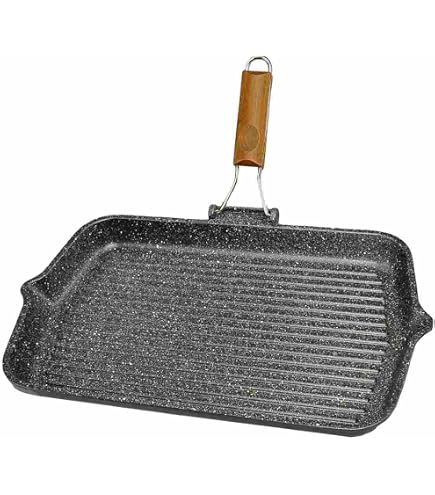 Bistecchiera RISOLI' GRANITO 33x26 Cm: Alluminio Pressofuso, Antiaderente HARD STONE, PFOA Free, Made In Italy