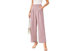 TMEOG Stoffhose Damen Sommer Weite Hose Elegant Marlene Palazzo Hose Lockere Gerade Geschnittene Hose Weites Bein Chino Anzughose mit Gummibund Wide Leg Business Bundfaltenhose für Damen