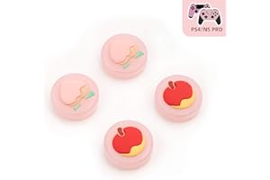 GeekShare Fruits Theme Playstation 4 Controller Thumb Grips, Thumbsticks Cover Set Compatible with Switch Pro Controller and PS4 Controller, 2 Pair / 4 Pcs - Peach and apple [video game]