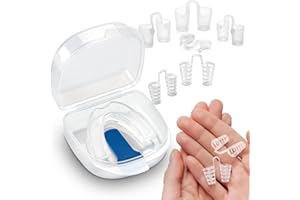 AIOUTGOGO Adjustable Anti Snoring Mouthpiece Devices,Nasal Dilators(Pack of 8),Snore Relief Snore Stopper,Snoring-Aids for Men,Sleep Apnea Mouth Guard for Women Stop Snoring,Reusable and Easy to use