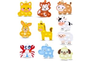 NHPY 10 Pezzi Pop It Pop Fidget Toy Set, Portachiavi Push And Pop Bubble Sensory Fidget Toy Portachiavi, Silicone Antistress Ansia Sollievo Giocattoli, Pop It Bambini Per Adulti E Bambini
