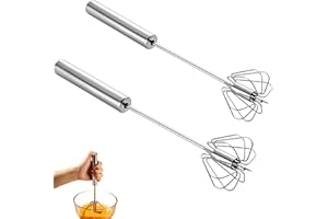 Babbblisio 2 pcs Egg Mixers whizzy Whisk Hand Whisk semi Automatic Whisk Easy Whisk Stainless Steel Egg Beater Stainless Steel semi Automatic Whisk Rotary Kitchen Utensil Mixer (34.5cm + 29.5cm)