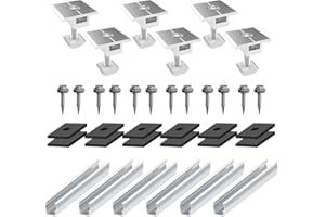 OUGPIU Kit de Support pour Panneau Solaire,Support de Module de Panneau Solaire en Aluminium,6 Rails + 6 Pinces Milieu,Rail de Montage Photovoltaïque Panneau Solaire pour Bateaux,Caravanes