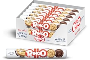 Pavesi Snack Ringo Vaniglia, 12 Pack da 165 g, Biscotti Farciti con Crema al Gusto Vaniglia, Snack per Merenda o Pausa Studio, Formato Tubo