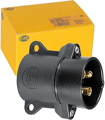 HELLA Presa Corrente 12V/24V 16A – Raccordo A Vite, 5 Poli ISO 1724, Alloggiamento In Alluminio Argento, Per Rimorchi E Trattori – 8JB 001 940-001