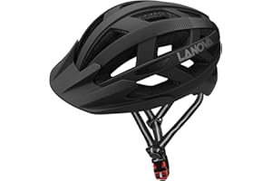 LANOVAGEAR Cycle Helmet, Lightweight Bicycle Helmet with Safety LED Light Adjustable Mountain Road Bike Helmets for Adults, 23 Vents with Detachable Visor for Mens Womens