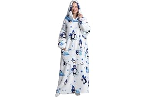Msrlassn Felpe con Cappuccio Donna e Uomo Giganti Oversize Pullover Indossabile Coperta Blanket Hoodie Confortevole Felpa Coperta Felpone con Tasca (Pinguino)