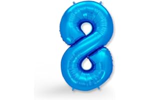 FUNXGO® Ballon Anniversaire 8 ans - Ballon Numéro 8 Bleu - Décoration Fête Enfant Garçon Fille, Ballon Hélium, Célébration Anniversaire