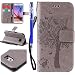 Produktbild FESELE Schutzhülle für [Samsung Galaxy S7] Schmetterling Baum Katze Prägung Brieftasche Hülle Leder Tasche Flip Case Handyhülle mit Standfunktion und Magnetverschluss Flip Hülle Wallet Case Kartenfach Ledertasche Leder-Mappen-Karten-Slot-Abdeckung für Samsung Galaxy S7 + Blau Eingabestift Stylus Touch Pen-Baum Katze,Grau