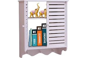 ‎OUKANING OUKANING 2 Tier Hängeschränke fürs Bad, Wandschrank, Badezimmerschrank, Medizinschrank, Regalebene, Badschrank mit Tür 37 x 20 x 40.8 cm