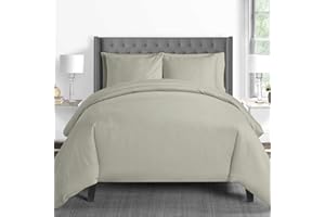 ‎PIZUNA Pizuna 600 Fadenzahl aus Baumwolle Bettwäsche Silber, 100% Langstaple Baumwolle Bettbezug und Kissenbezug, 100% Baumwolle Mako Satin 3-Teilig Bettwäscheset 200x220 + 80x80 Silber