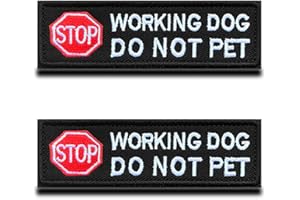 ZCKETO Stop Work Dog Do Not Pet Warning Vests/Harnesses Embroidered Patch with Closure for Service Dogs, Guide Dogs, Harness Vest Pack of 2