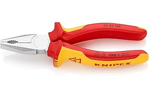 KNIPEX Alicate Universal Cromado, Aislados con Fundas Multicomponentes, Según Norma VDE, 160 mm, 03 06 160