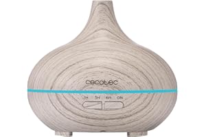 Cecotec Humidificador Ultrasónico con Difusor de Aromas Pure Aroma 300 Yang White. Depósito de hasta 300ml, 7 Colores LED Ajustables, Temporizador 10h, Ultrasilencioso, Función de Aromaterapia
